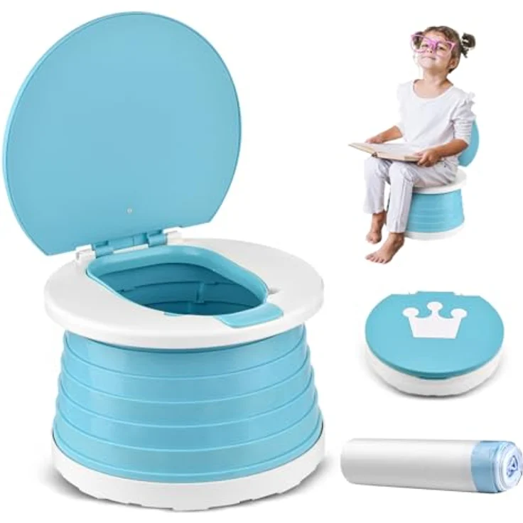 Töpfchen Für Kinder Baby Toilettensitz Ab 1 Jahr Reisetöpfchen Faltbar Für Unterwegs Baby Töpfchen Training Für Jungen Mädchen Windelfrei Töpfchen Auto Klapptöpfchen Kinder mit 15 Reisen Potty Liners - Preisvergleich – Bild 2
