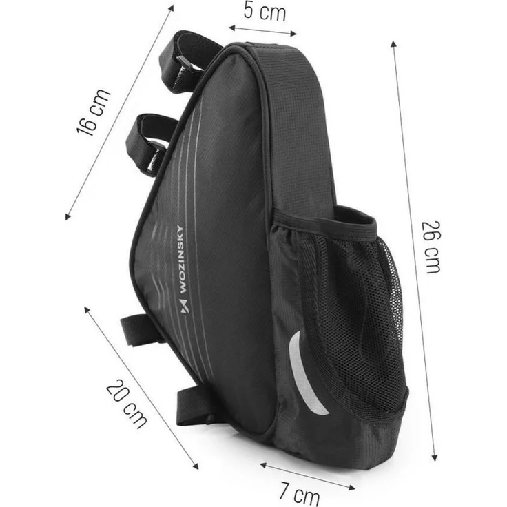 Wozinsky Velotasche, 1.50 l Rahmenfahrradtasche mit Wozinsky-Flaschenhalter, Schwarz – Bild 1