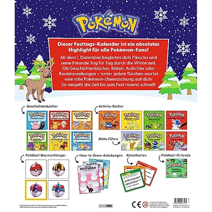 Panini Adventskalender Pokémon - Überraschungs-Kalender mit 6 Geschichtenbüchern, 4 Activity-Büchern und 4 Pokémon-Baumanhängern – Bild 2