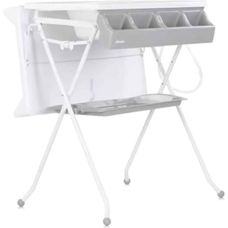 Chipolino Babywanne Wickeltisch 2 in 1 Aqua, klappbar mit Zubehörfach, grau, rutschfeste Gummistopper, anatomisch geformter Sitz, wasserablauf mit Schlauch – Bild 3