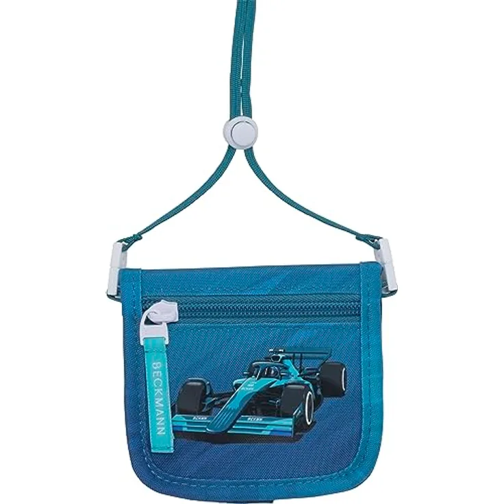 Beckmann Brustbeutel Racing, Portemonnaie zum Umhängen für Kinder, Grundschule, Green