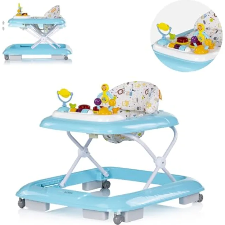 Chipolino Lauflernhilfe Baby Steps, klappbar mit Spielpanel und Musikfunktion, 360° drehbare Räder, blau