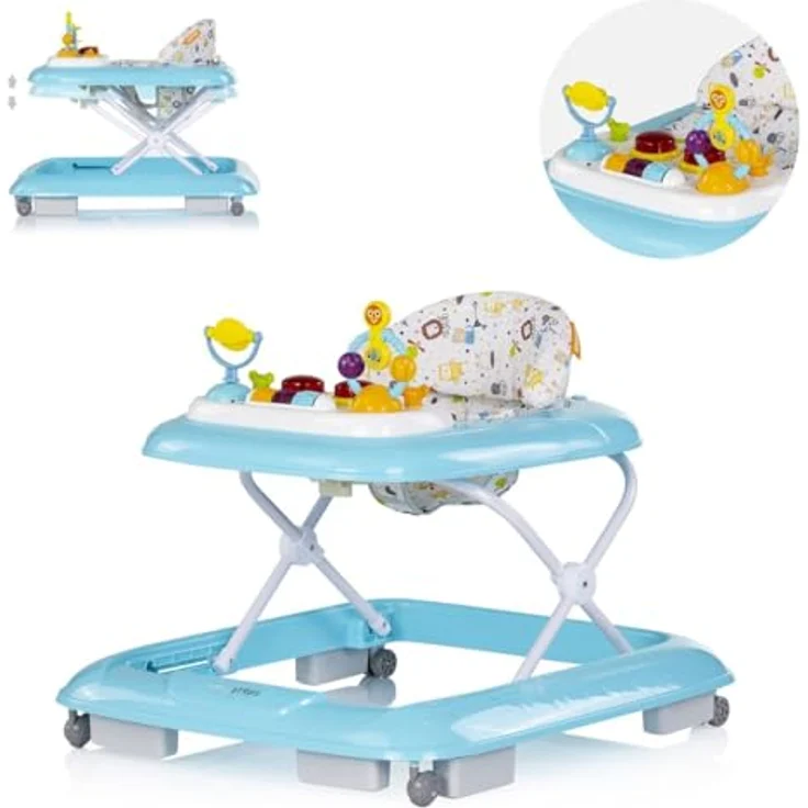 Chipolino Lauflernhilfe Baby Steps, klappbar mit Spielpanel und Musikfunktion, 360° drehbare Räder, blau – Bild 1