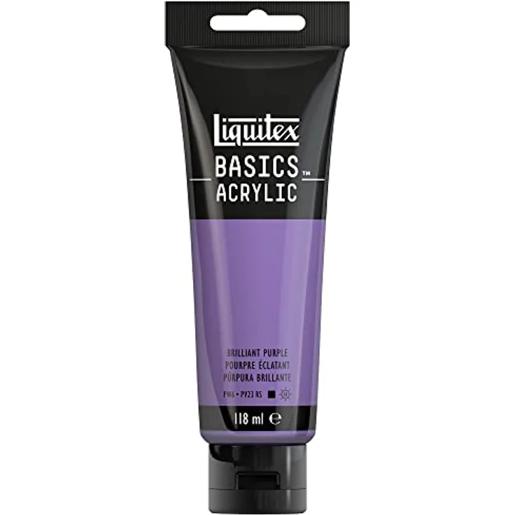 Liquitex Basics Acrylfarbe Brillantlila – 118ml Tube, lichtecht, mittlere Viskosität, seidenglänzend, monopigmentiert, Archivqualität – Bild 1