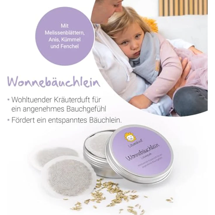 Löwenkind Einsteigerbox "Mini" grau mit Wonnebäuchlein und Rotznäschen zur Unterstützung bei Blähungen, 3-Monats-Koliken und Erkältung – Bild 3