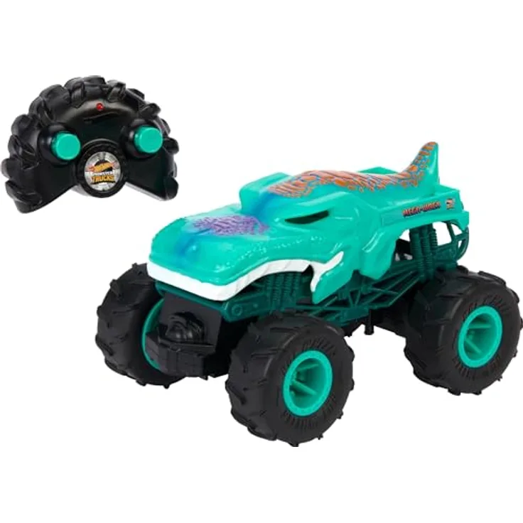 Hot Wheels Mega-Wrex, RC Ferngesteuertes Monster Truck Spielzeug im Maßstab 1:24 mit All-Terrain-Reifen und Wheelie-Funktion