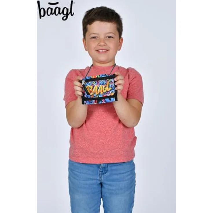 Baagl Brustbeutel Kinder - Mini Geldbörse für Jungen mit Kordel, Polyester, Design Skatepark, 14,5 x 8,5 cm – Bild 5