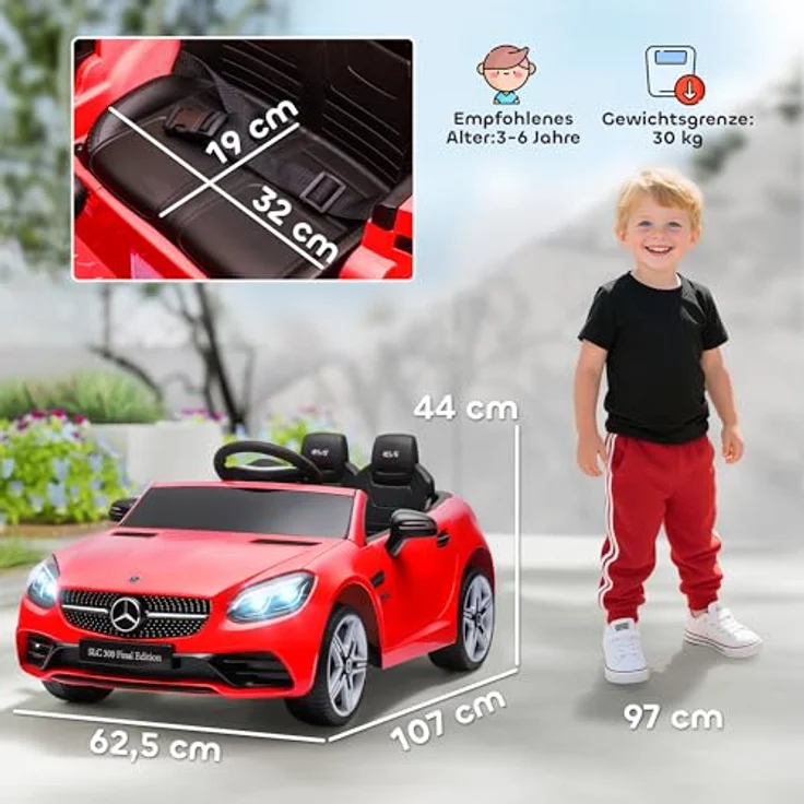 AIYAPLAY Elektro-Kinderauto Kinder Elektroauto, Rot, mit 2,4G Fernbedienung, Belastbarkeit 30 kg, für 3-6 Jahre Kinder – Bild 8