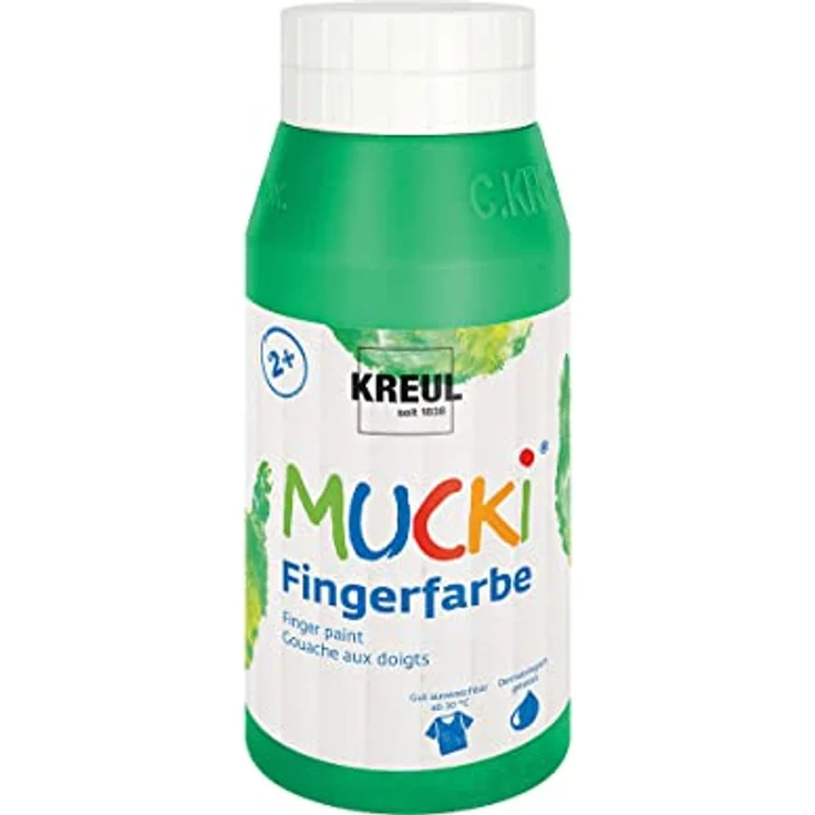 KREUL MUCKI Fingerfarbe grün, 750 ml, wasserbasierte Malfarbe für Kinder, dermatologisch getestet, vegan – Bild 1