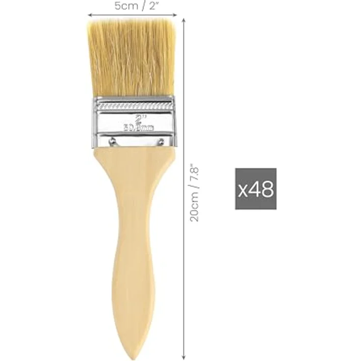 Kurtzy Pinselset 5,08 cm, 48 STK Malerpinsel aus Holz, langlebige Borsten, für Farbe, Lack, Beizen, Klebstoff, ideal für DIY und Malerbedarf – Bild 5