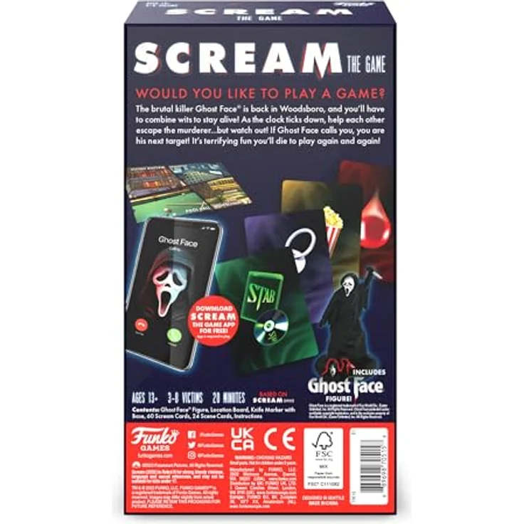 Funko Games Scream The Game, Brettspiel in Englisch für 3-8 Spieler, kooperatives Strategiespiel mit Ghost Face und App-Kompatibilität – Bild 2