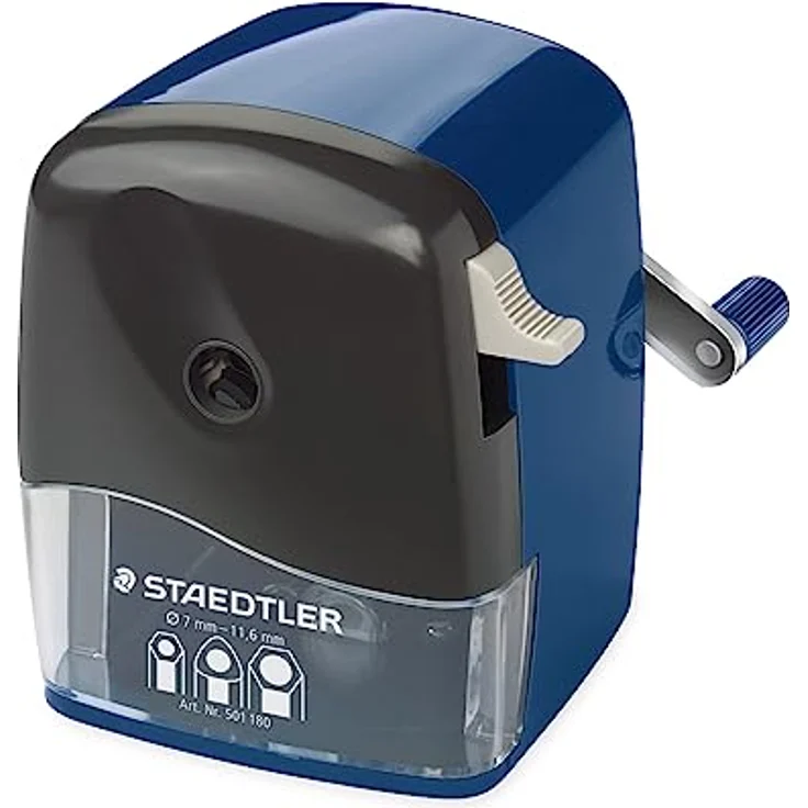 STAEDTLER Kurbel-Spitzmaschine Mars, für runde und kantige Stifte bis zu 11,6 mm Ø, Befestigungszwinge für den Schreibtisch, automatischer Spitz-Stopp, hochwertiger Metallfräser, 501 180 – Bild 1