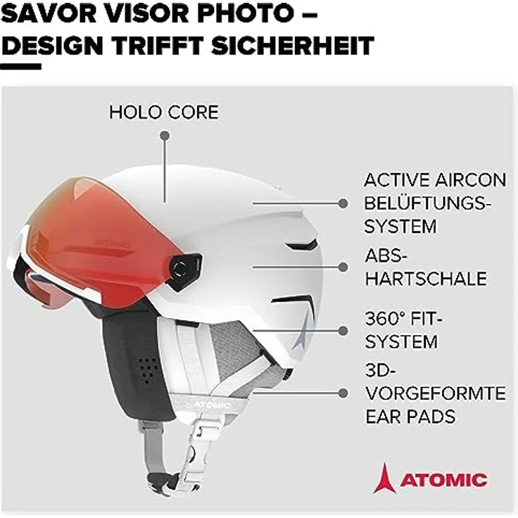 ATOMIC Savor Visor Photo Skihelm mit Visier - White Heather - Größe M - Maximale Stoßdämpfung - Active Aircon Belüftungssystem - Hochwertige Verspiegelung für klare Sicht – Bild 2