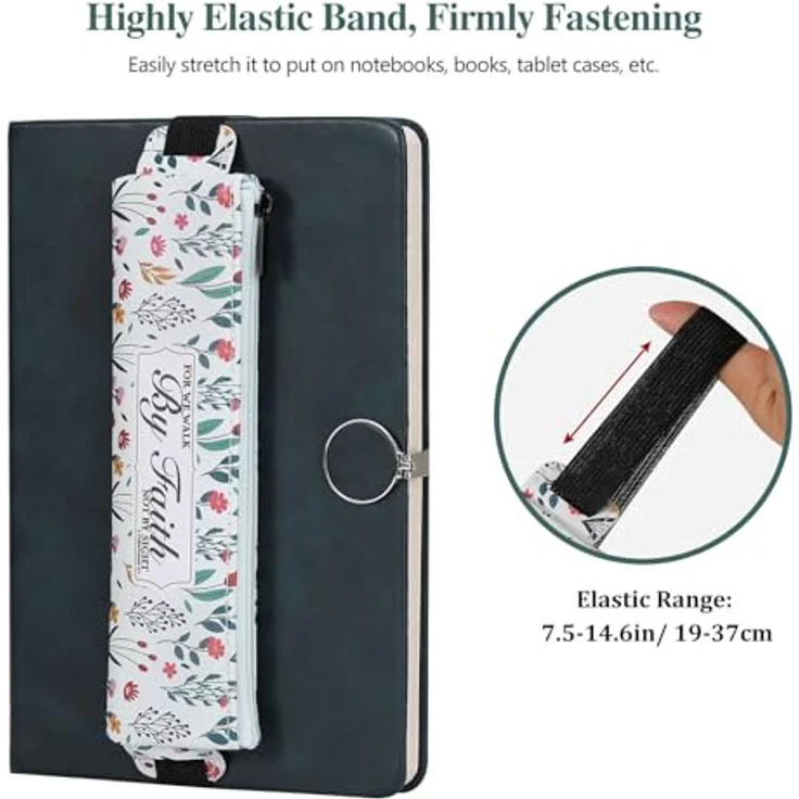 MoKo Elastische Federtasche für Notebook, 4 Stück PU Leder Federmäppchen mit verstellbarem Gummiband, bunte Stiftköcher für Planer und Journale – Bild 2
