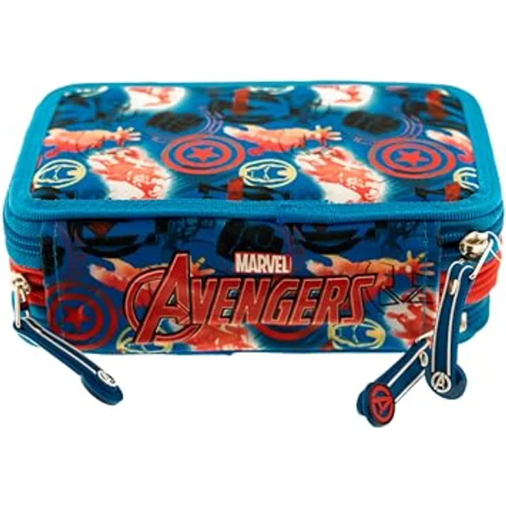 MARVEL Federmäppchen Kinder-Etui Avengers, 3 Fächer mit 18 Bunt- und Filzstiften, Spiderman Design – Bild 3