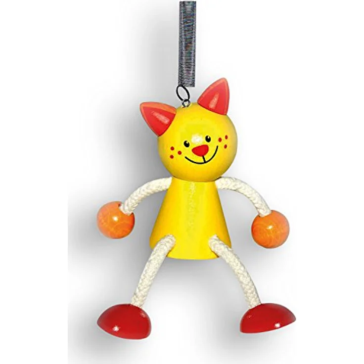 Hess Holzspielzeug 14715 - Schwingfigur aus Holz mit Metallfeder, Katze, für Kinder ab 3 Jahren, handgefertigt, Geschenk zum Geburtstag, Weihnachten oder Ostern – Bild 2