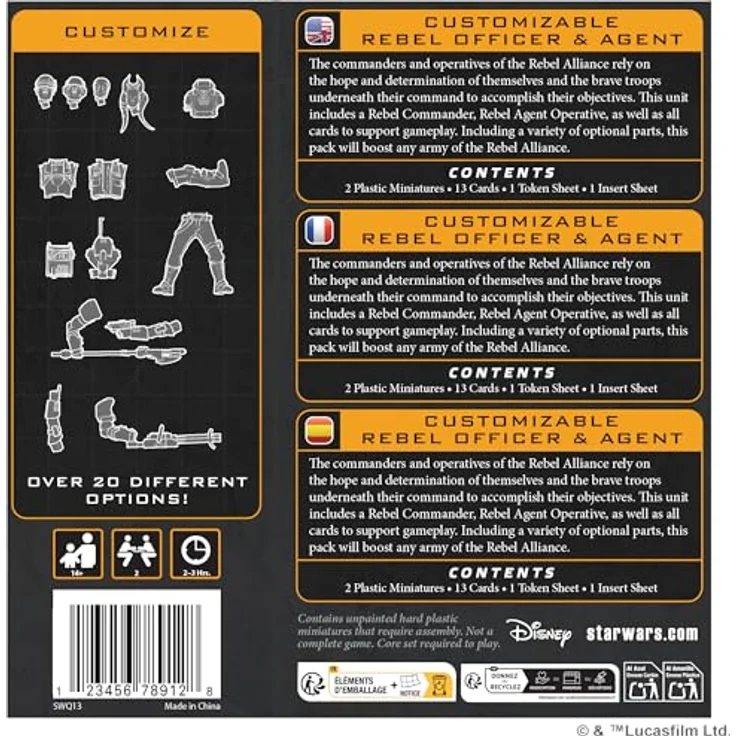 Atomic Mass Games Star Wars Legion anpassbarer Rebellenoffizier & Agent, Miniaturenspielset mit über 20 optionalen Bauteilen – Bild 2