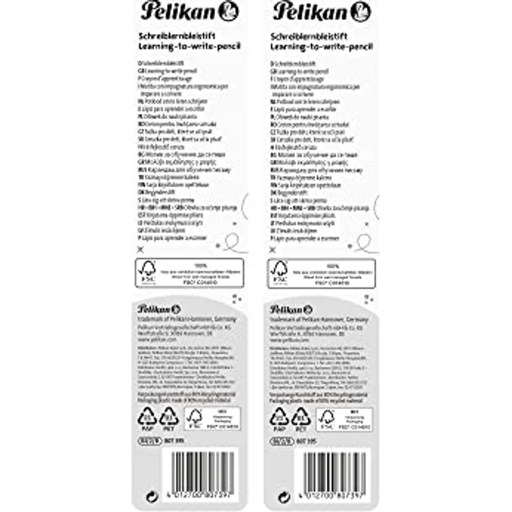 Pelikan 807395 Schreiblernbleistift, Ergonomisches Dreikantformat, Farbig sortiert, 2 Stück auf Blisterkarte – Bild 2