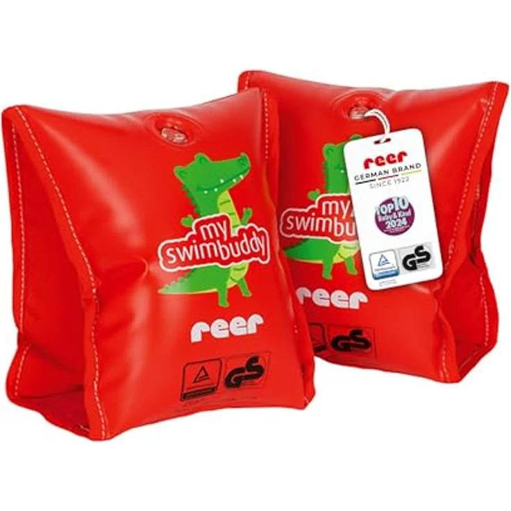 Reer myswimbuddy Schwimmflügel | Extraweicher Stoffeinsatz | Sicher Schwimmen Lernen | 11-30kg, Rot – Bild 1