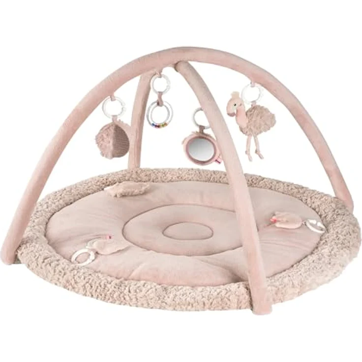 Fehn Spielbogen Flamingo, 3-D-Activity-Decke mit 5 abnehmbaren Spielzeugen zur Förderung von Tastsinn und Motorik, pink – Bild 2