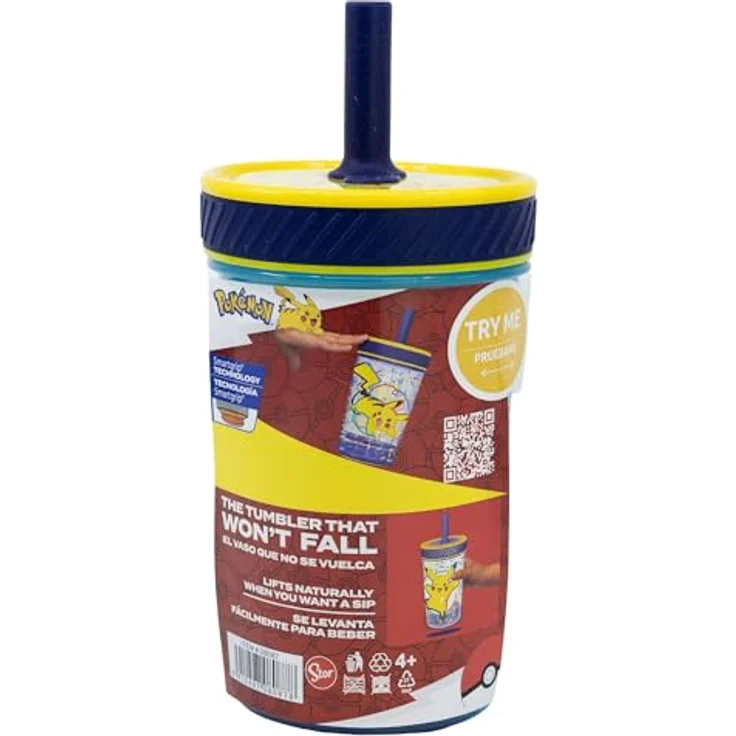 Stor Pokemon Kunststoffbecher mit Silikon-Trinkhalm, 370 ml, sturzsicher, kippsicher, auslaufsicher, BPA-frei für Kinder – Bild 4
