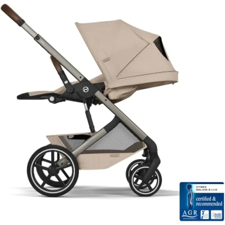 Cybex Balios S Lux Kinderwagen mit faltbarer Babywanne, komfortabel und kompakt, Almond Beige – Bild 2