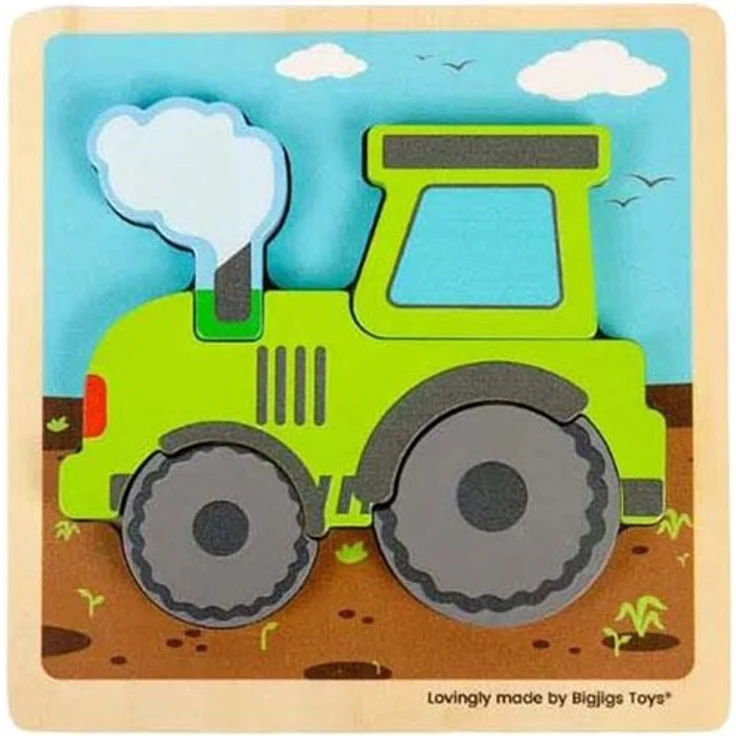 Bigjigs - Wooden Puzzle Tractor mit 5 herausnehmbaren Formen, Holz, bunt, geeignet für Kinder ab 12 Monaten – Bild 6