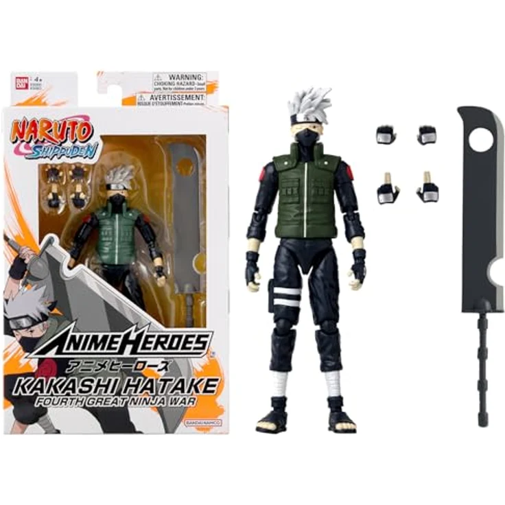 Bandai Anime Heroes Kakashi Hatake Figur 17 cm, Gelenkige Actionfigur aus Naruto Shippuden mit Zubehör, Offizielle Lizenz – Bild 1