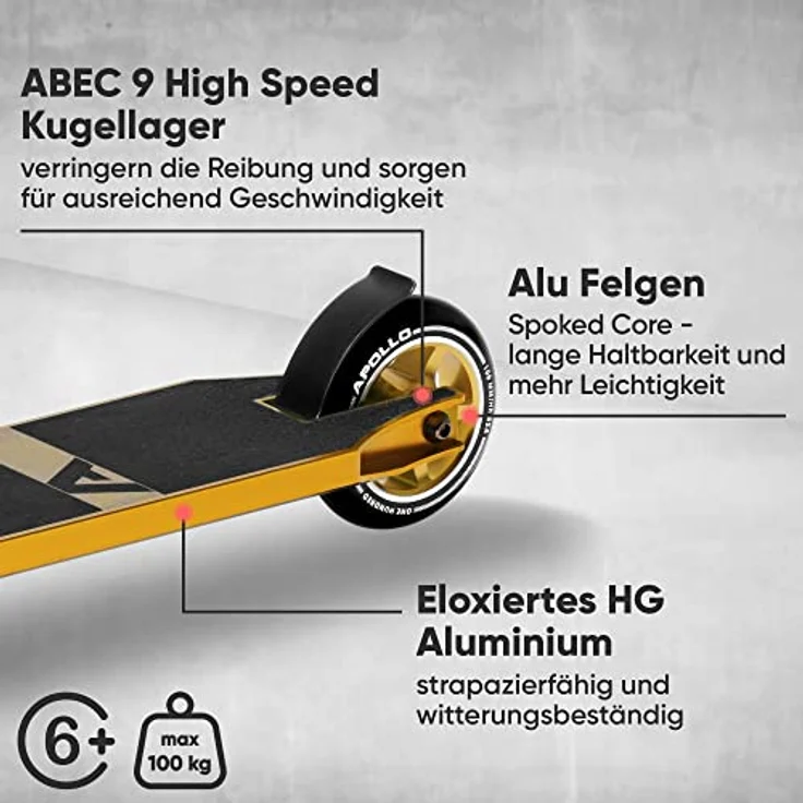 Apollo Stunt Scooter - Star Pro | HighQuality eloxierter Profi Stuntroller | Kinder, mit ABEC 9 Kugellagern, 100mm Wheels | Stunt Scooter Erwachsene Version |Trick Roller für Teenies – Bild 5
