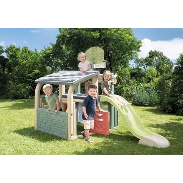 Smoby Fun Center Sport-Spielhaus, XXL Outdoor-Kinderhaus mit Multi-Sportbereich & Rutsche, 62% Recycling-Anteil, 284x203x176 cm, für Kinder ab 2 Jahren – Bild 4