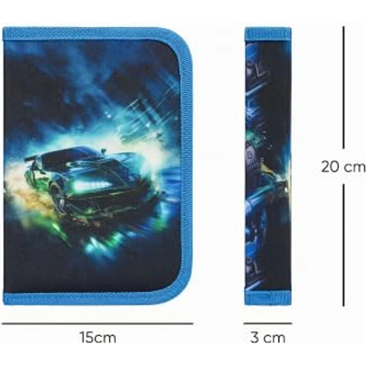 Baagl Federmäppchen Rennauto, großer Stauraum für Schreibutensilien, 20 x 15 x 3 cm – Bild 4