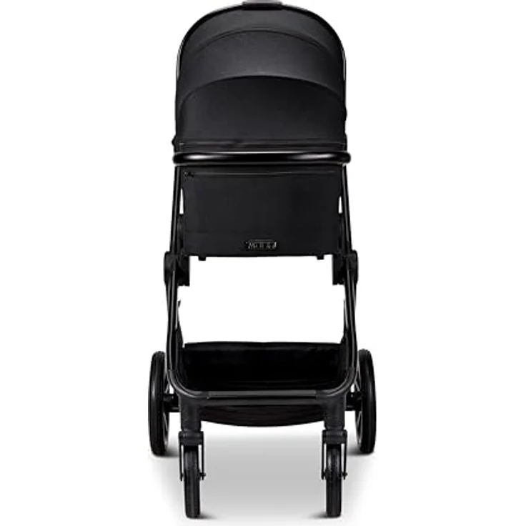 MOON Kombikinderwagen Aura 2 in 1, komfortabel & flexibel, onyx/melange mit Wickeltasche und Regenverdeck – Bild 4