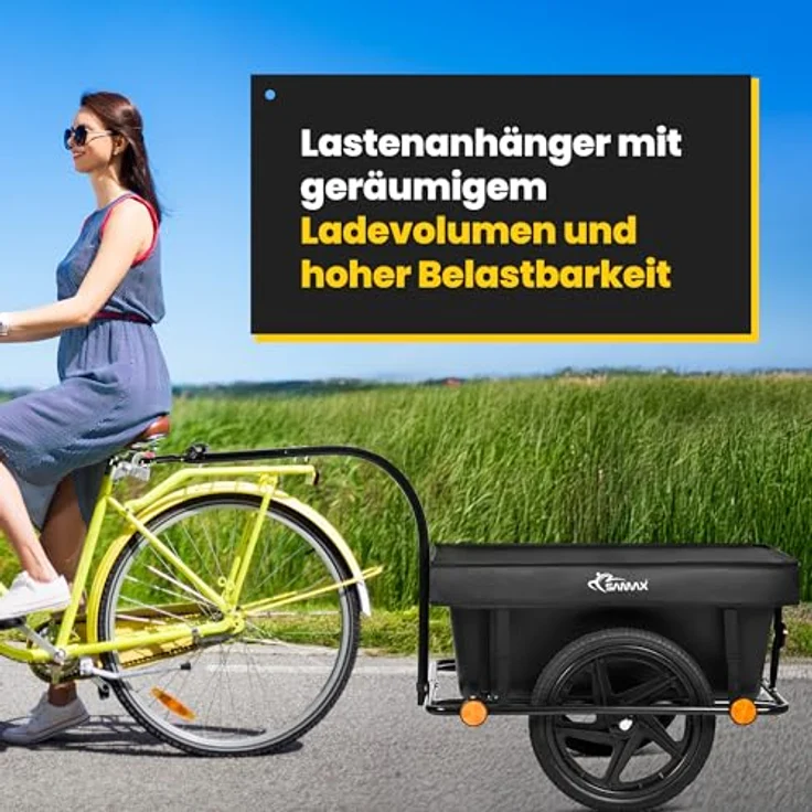 SAMAX Fahrradlastenanhänger Lastenanhänger 90 Liter 80 Kg Kupplung Schutzplane – Bild 2