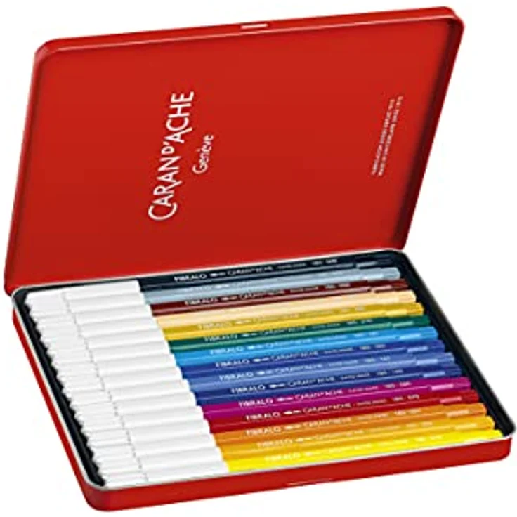 CARAN d'ACHE - FIBRALO Aquarelle Filzstifte in Metallbox - 15 Stück (Verpackung kann variieren) – Bild 2