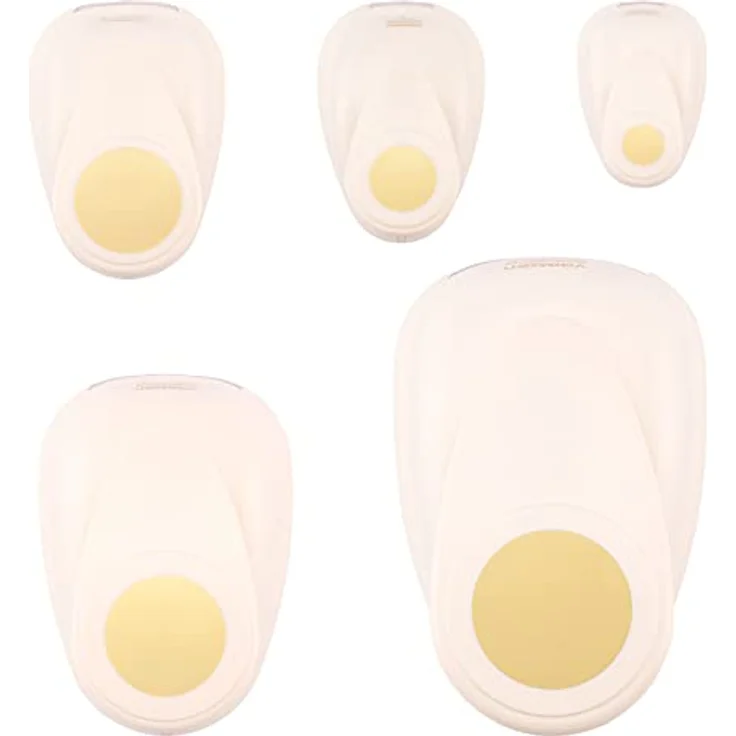 Vaessen Creative Stanzer Set, Motivstanzer mit 5 Kreisen in verschiedenen Größen, 0,95 cm - 5 cm, Weiß-gold, für Papier bis 250 g/m², ideal zum Basteln und Scrapbooking – Bild 1