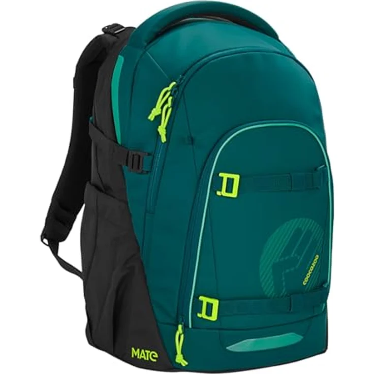 Coocazoo Mate Schulrucksack Tarp Muddy Lagoon petrol, ergonomisches Tragesystem, geräumige Fächer, reflektierende Flächen für Sicherheit – Bild 2