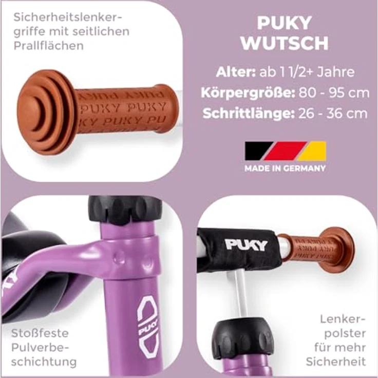PUKY WUTSCH Perky Purple, Lauflernrad für Kinder ab 1 1/2 Jahren, Sicherheitslenker, Pendelachse, ergonomischer Sitz, FLOAT-Laufräder, für Indoor & Outdoor – Bild 3