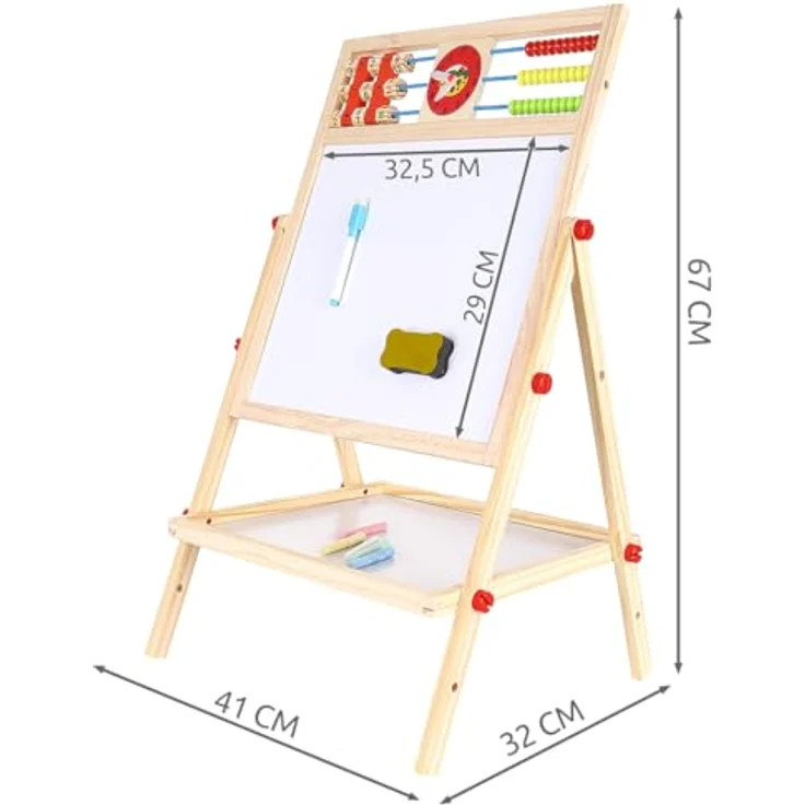 KRUZZEL Standtafel Faltbare Kindertafel, Doppelseitige Kreidetafel aus Holz – Bild 2