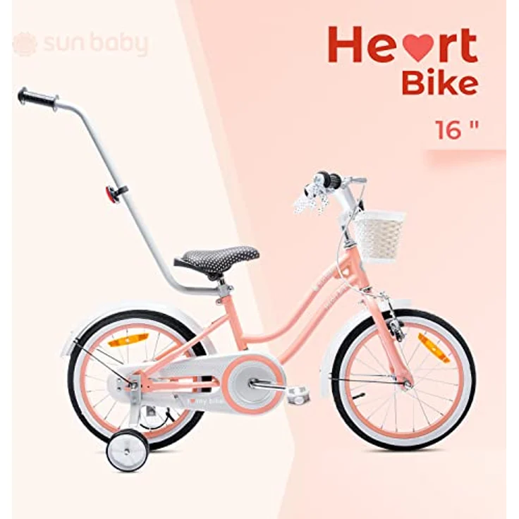 Sun Baby Bike for girls 16 inch heart bike apricot – Bild 3