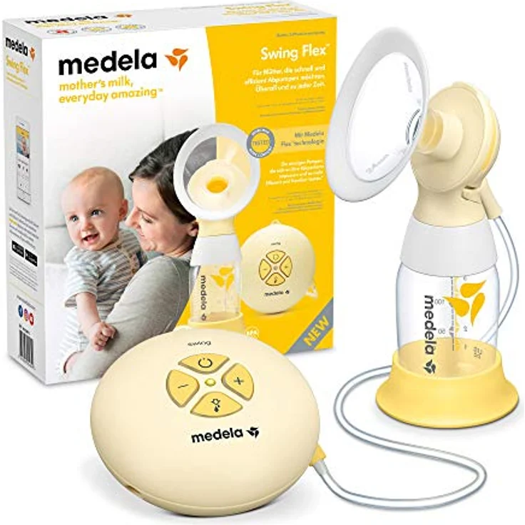 Medela Swing Flex elektrische Milchpumpe, kompakt mit PersonalFit Flex Brusthauben und 2-Phasen-Expression-Technologie – Bild 1