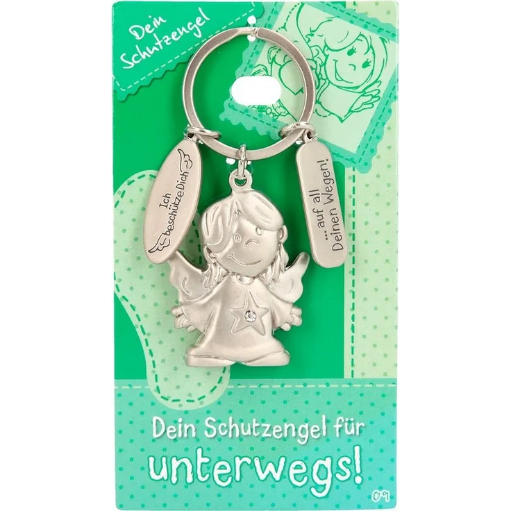 Depesche Schlüsselanhänger Schutzengel Engel Schlüsselanhänger mit Spruch "Ich beschütze Dich", Metall, ca. 4 x 3 cm