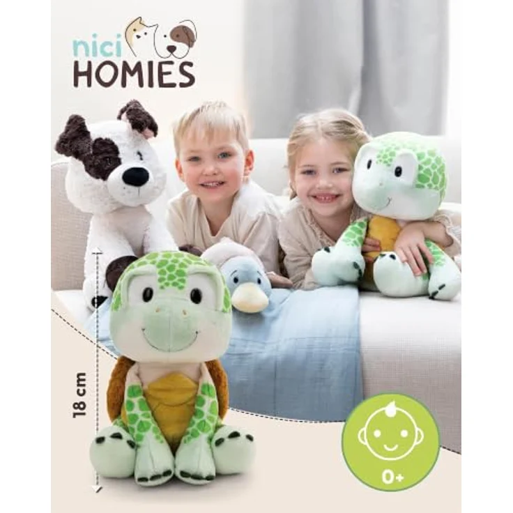 NICI Kuscheltier Schildkröte, 18 cm, mit braunem Plüschpanzer und süßer Bauchtasche, grün, 63066 – Bild 2