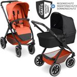 ABC Design Kombi-Kinderwagen Samba inkl. Babywanne & Sportsitz - Carrot, All-Terrain, pannensichere Luftkammerräder, XXL-Zubehörpaket, Gratis Mobilitätsgarantie