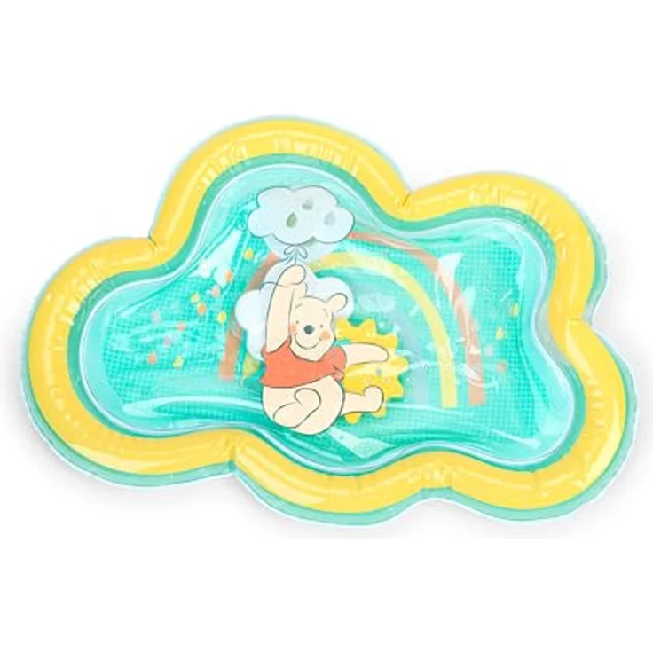 Bright Starts Winnie Puuh Once Upon a Tummy Time, Bauchlage-Wassermatte in Blau, mit 3 schwimmenden Teilen, geeignet für Neugeborene – Bild 1