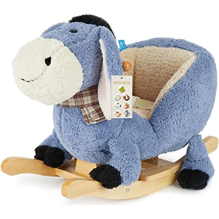 Bieco Plüsch Schaukeltier Esel | Kinder Schaukelstuhl mit Sicherheitsgurt | | Schaukel Kleinkind | Zimmer | Baby Schaukelwippe ab 9 Monate | Schaukelpferd Holz – Bild 1