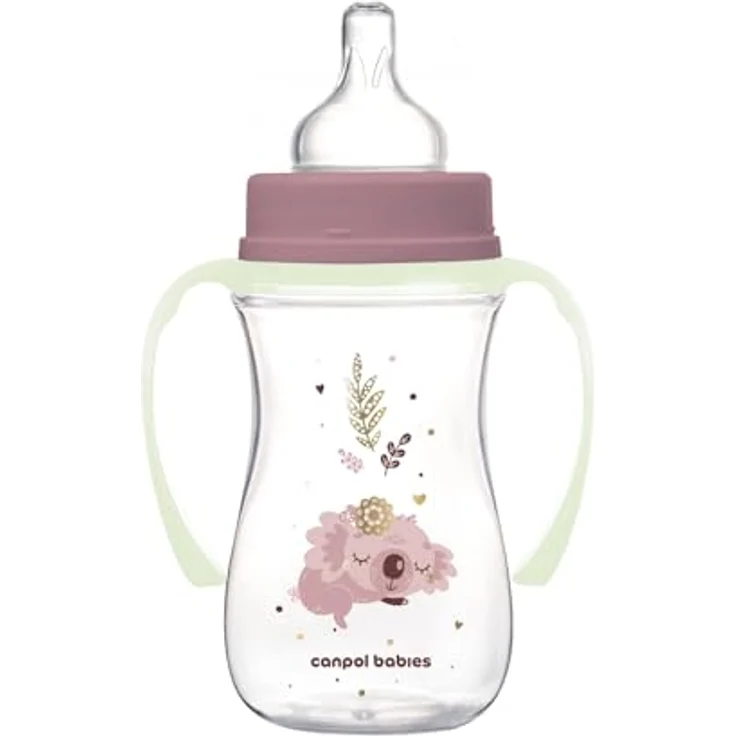 Canpol babies EasyStart Anti-Kolik-Flasche 240 ml mit Sauger 3+m - Kollektion Sleepy Koala - mit leuchtenden Griffen - Rosa – Bild 3