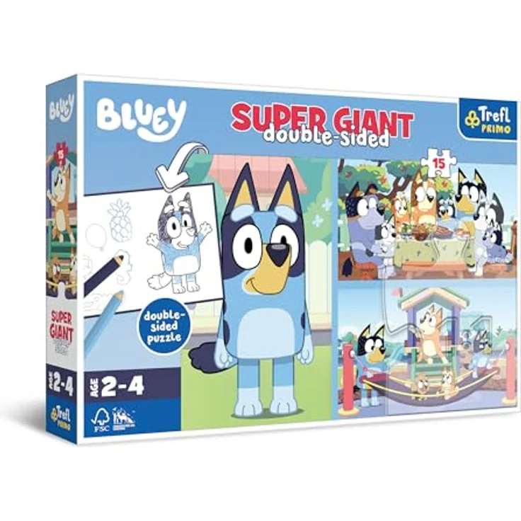 Trefl 42010 Bluey, Kinderpuzzle mit Malbuch und Ausmal-Elementen, Mehrfarbig – Bild 1