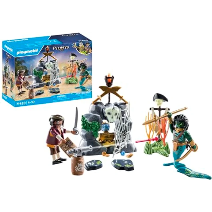 PLAYMOBIL 71420 Schatzsuche Spielset, Piratenabenteuer mit nachleuchtendem Felsversteck und 2 Figuren, Mehrfarbig – Bild 1
