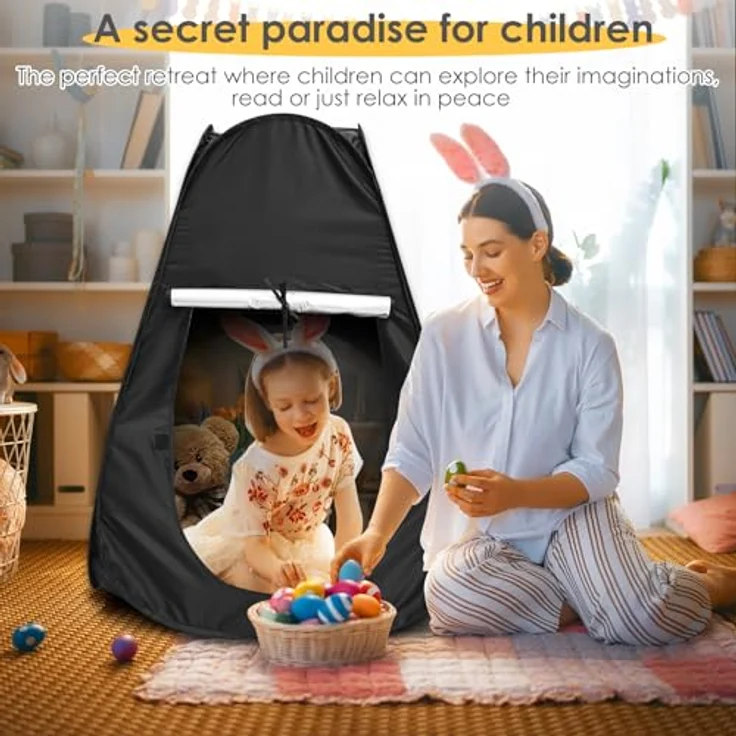 BAODBF Sensorisches Zelt Autismus, Pop up Höhle für Kinder, geräumig 80x80x105cm, leichtes Polyester, inklusive Tragetasche – Bild 4