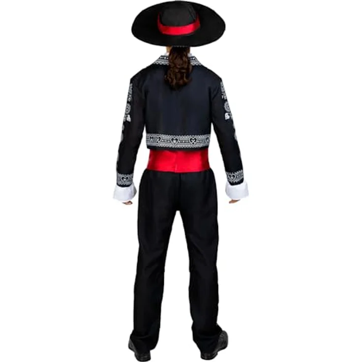 Funidelia Mariachi Kostüm für Herren, Dia de los Muertos Catrina Outfit in Schwarz, Größe 3XL für Halloween und Karneval – Bild 2
